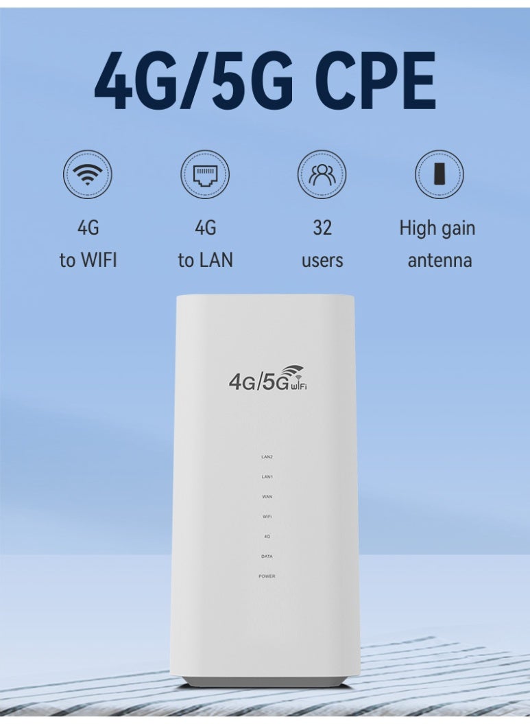 راوتر لاسلكي 4G 5G يدعم شريحة SIM سهل التثبيت تغطية WiFi واسعة يدعم عدة أجهزة إنترنت سريع ومستقر مناسب للمنزل أو المكتب  - Image 1