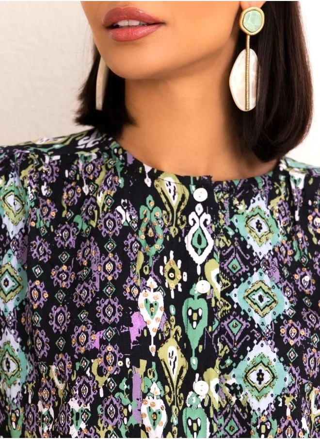 That’s My Gal Black Ikat Embroidered Shirt
