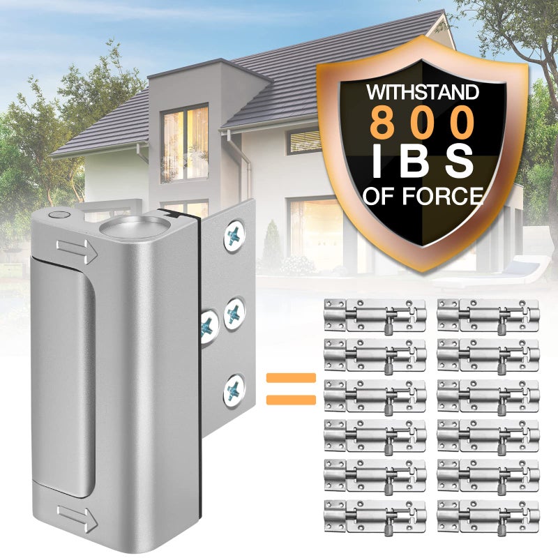WINONLY Home Security Door Reinforcement Lock - Safety Child Proof Door Locks with 8 Screws for Inward Swinging Front Doors, Extra Add a Top Lock Inside Withstands 800 lbs Deadbolt Latch, Guard Bedroom Patio - Image 3