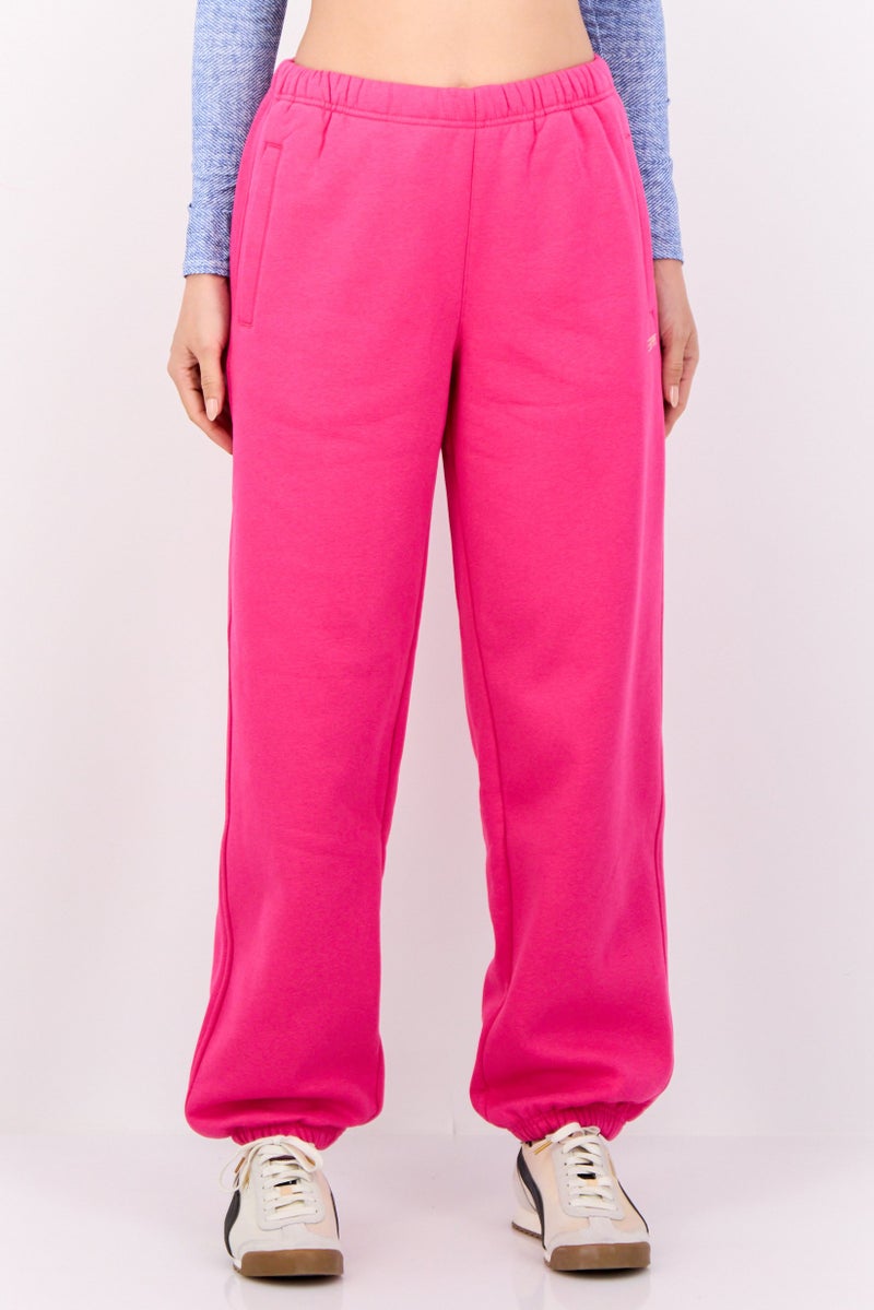 ESPRIT Women Regular Fit Brand Logo Jogger Pants, Dark Pink - Image 1