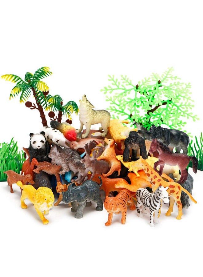 Kimicare Animal Figurines Toys, 52 Pcs Small Mini Realistic Safari Zoo Plastic Animals Figures Learning Educational Toy Set for Kids Toddlers Jungle Wild Forest Animals Playset Cupcake Topper - Image 1