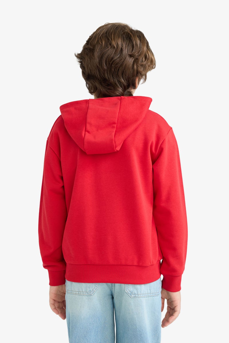 DeFacto Red Boy Boy Hooded Printed Sweatshirt Casual - Image 5