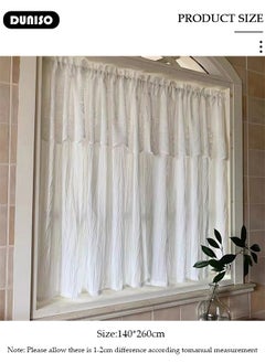 DUNISO Decor Curtains for Living Room, Simple white curtain French curtain,Bedroom Tulle Curtains, Semi Sheer Window Curtains Embroidery Flower Curtain Bay Window Screen Balcony  - Image 2