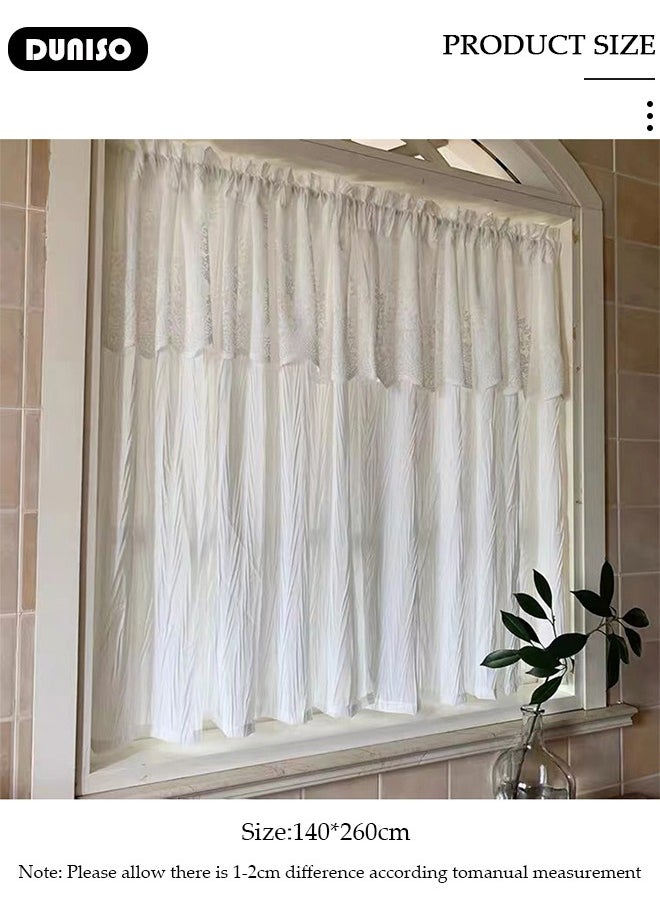 DUNISO - Decor Curtains for Living Room, Simple white curtain French curtain,Bedroom Tulle Curtains, Semi Sheer Window Curtains Embroidery Flower Curtain Bay Window Screen Balcony - Image 1