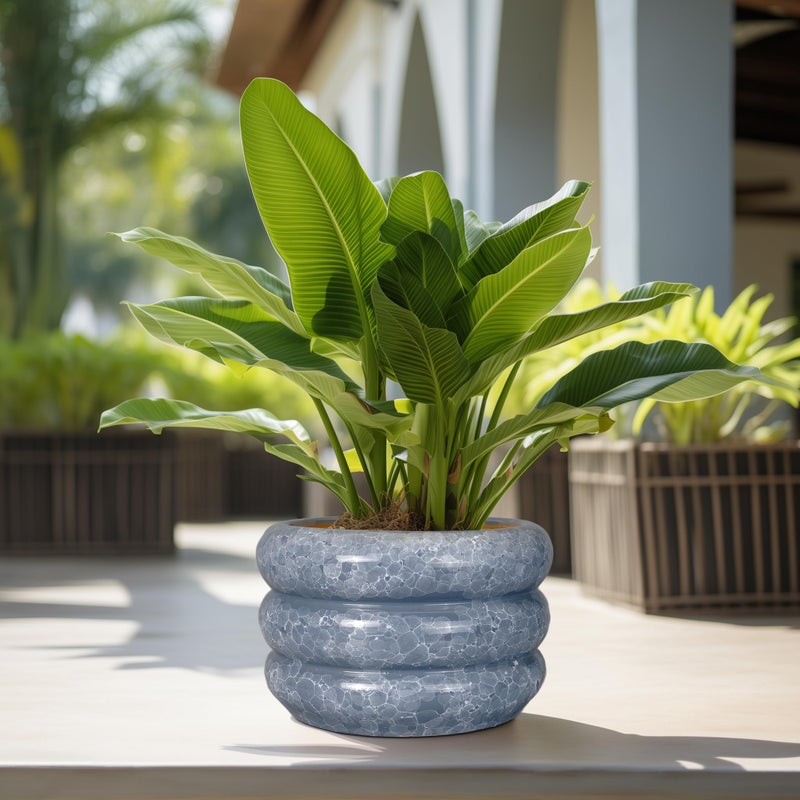 SQOWL Ceramic Planter 13.5 Inch - Large Plant Pot Indoor with Drainage Hole Outdoor Planter Round Flower Pot Modern Decorative Plant Pot for Home Office Decor Gray - Image 5