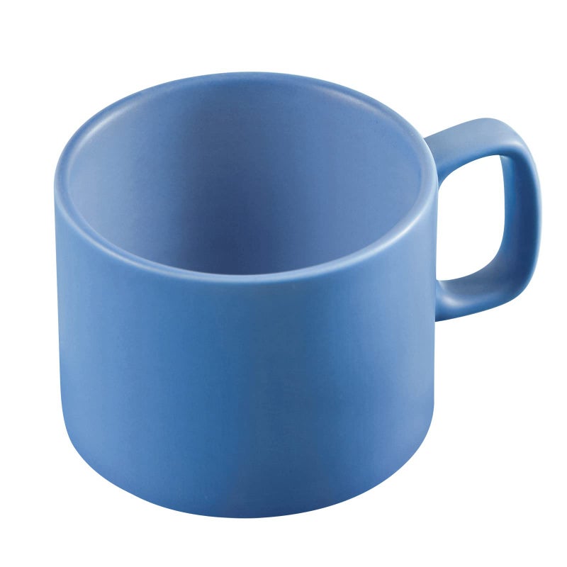 VOBAGA Coffee Mug 11 oz Tea Cup with FlatBottom Warming Coffee Milk for Office and Homelightblue