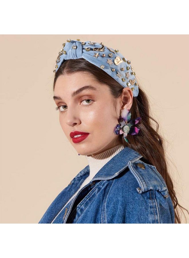 MOLOCH Western Headband Cowgirl Headband For Women Cowboy Boot Hat Stars Knotted Headband Crystal Jeweled Top Knot Hairband Western Country Concert Hair Accessories Bachelorette Outfit Gifts - Image 2
