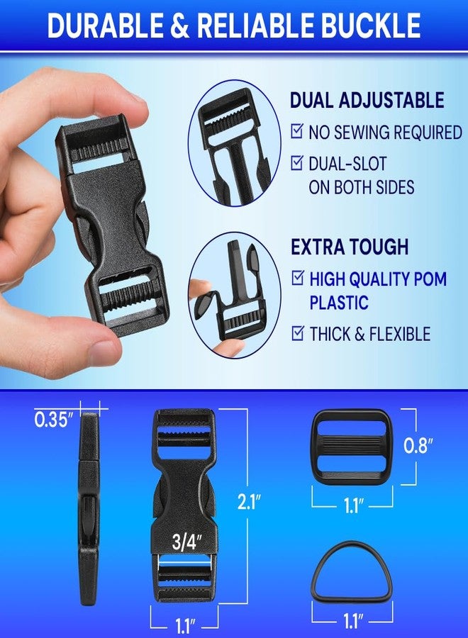 TECEUM Buckles & Strap Kit - 1" Black Nylon Webbing 6 (yd) - 6 Heavy Duty Adjustable Plastic Buckles - 12 Tri-Glide Slide Clips - 6 Metal D-Ring - Ideal Straps for Arts Crafts Outdoors Indoors DIY - Image 4