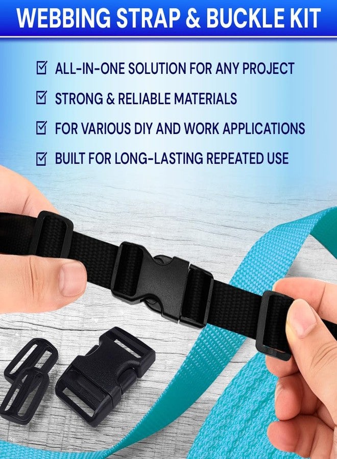 TECEUM Buckles & Strap Kit - 1" Black Nylon Webbing 6 (yd) - 6 Heavy Duty Adjustable Plastic Buckles - 12 Tri-Glide Slide Clips - 6 Metal D-Ring - Ideal Straps for Arts Crafts Outdoors Indoors DIY - Image 2