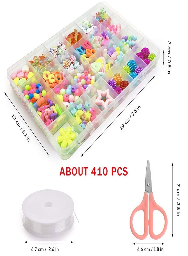 DOUSHI Jewellery Making Kit for Girls 410 Pcs | DIY Bracelet Beads Set for Kids Age 5-12 | Safe Craft Kit with Storage Box | Birthday Gift for Girls - Image 3