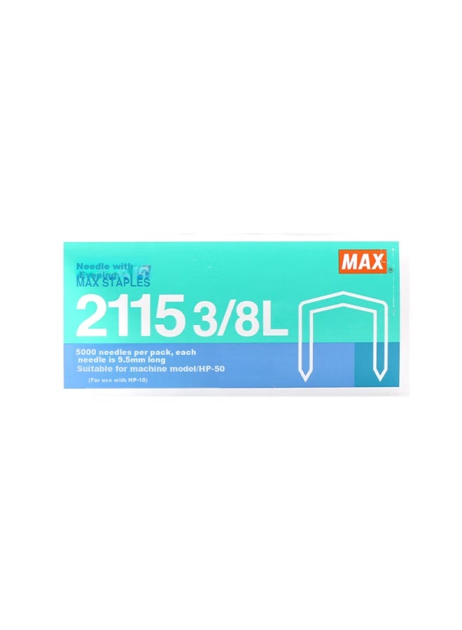 ماكس Max Arched Staples, دبابيس ممتدة 5000 قطعة، ارتفاع 9.5 مم، مناسبة لـ Hp-88 دباسة 2115 3/8l Staple - Image 2