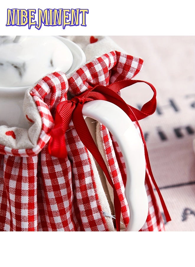 NIBEMINENT Teapot Cover Cozy Insulated, Vintage Floral and Gingham Design, Cotton Heat Resistant Tea Cosy for Home Kitchen, Perfect Gift for Housewife, Mom, Housewarming - Image 5