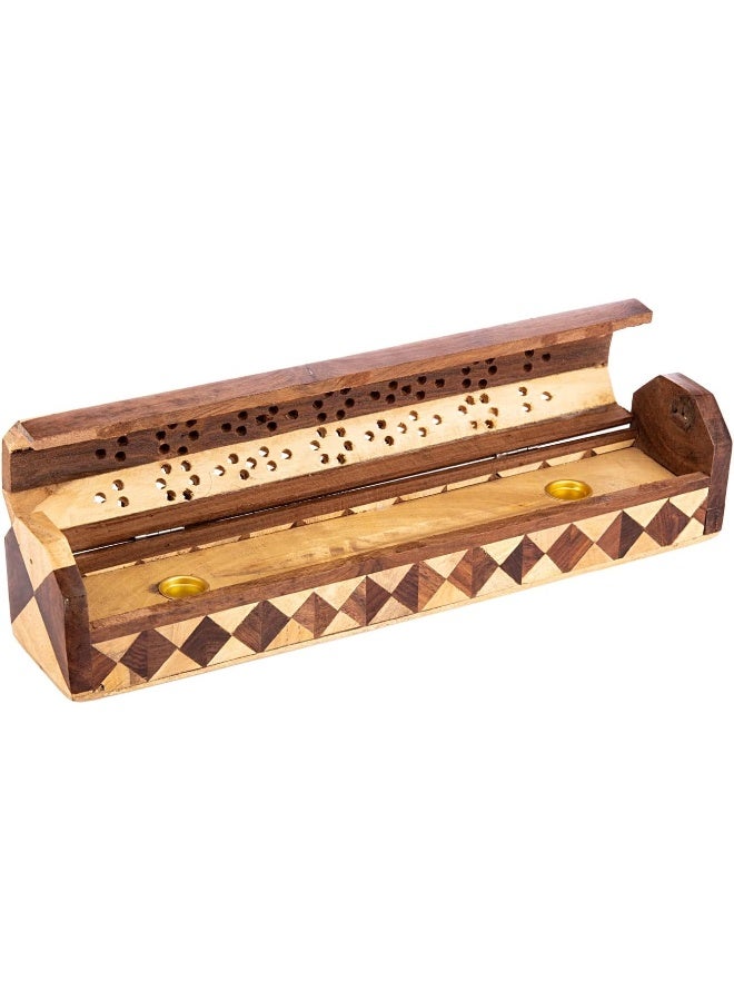 AKDC Wooden Incense Stand L(6cm) xW(30cm) xH(6cm) Brown - Image 2