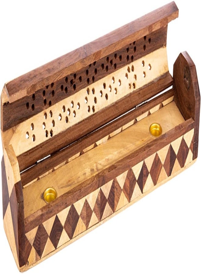 AKDC Wooden Incense Stand L(6cm) xW(30cm) xH(6cm) Brown - Image 5