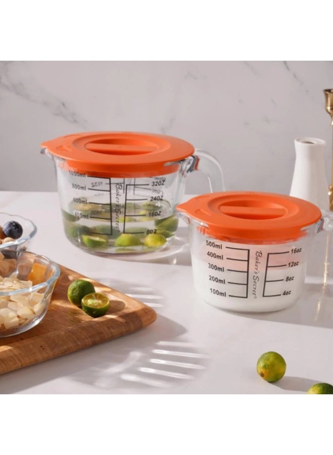 Baker's Secret كوب قياس بسعة 1000 مل من بيكرز سيكريت مع غطاء بلاستيكي - ملحق مطبخي متين للقياس الدقيق والتخزين المقاوم للتسرب - Image 2
