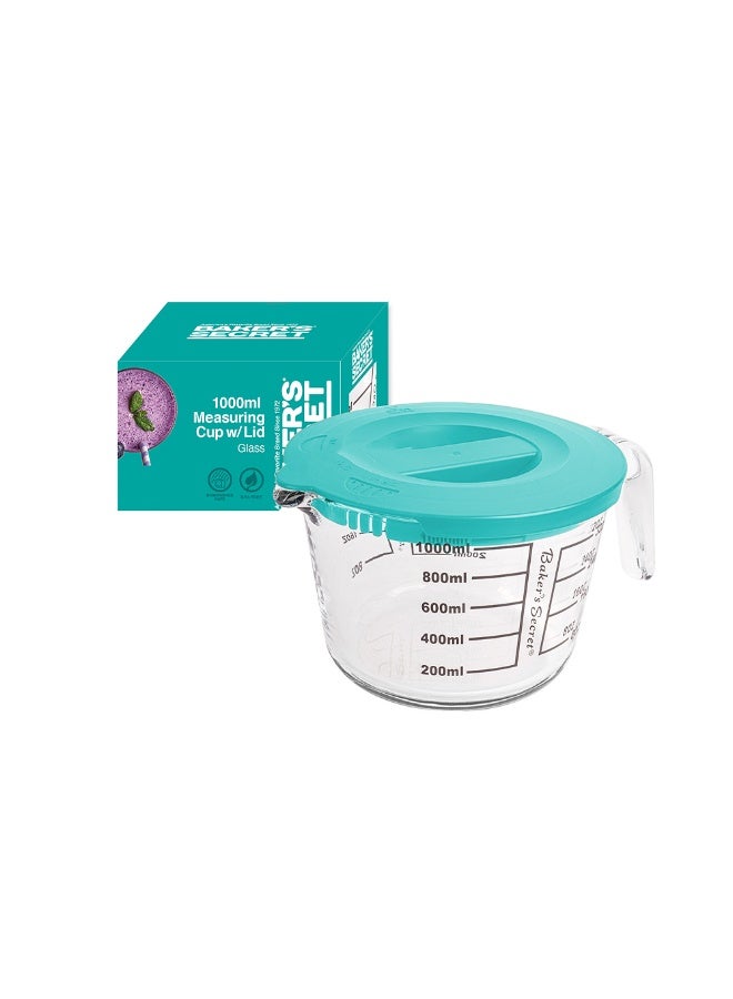 Baker's Secret كوب قياس بسعة 1000 مل من بيكرز سيكريت مع غطاء بلاستيكي - ملحق مطبخي متين للقياس الدقيق والتخزين المقاوم للتسرب - Image 1