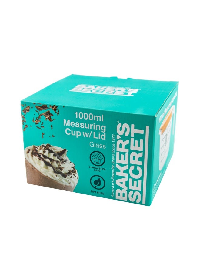 Baker's Secret كوب قياس بسعة 1000 مل من بيكرز سيكريت مع غطاء بلاستيكي - ملحق مطبخي متين للقياس الدقيق والتخزين المقاوم للتسرب - Image 5
