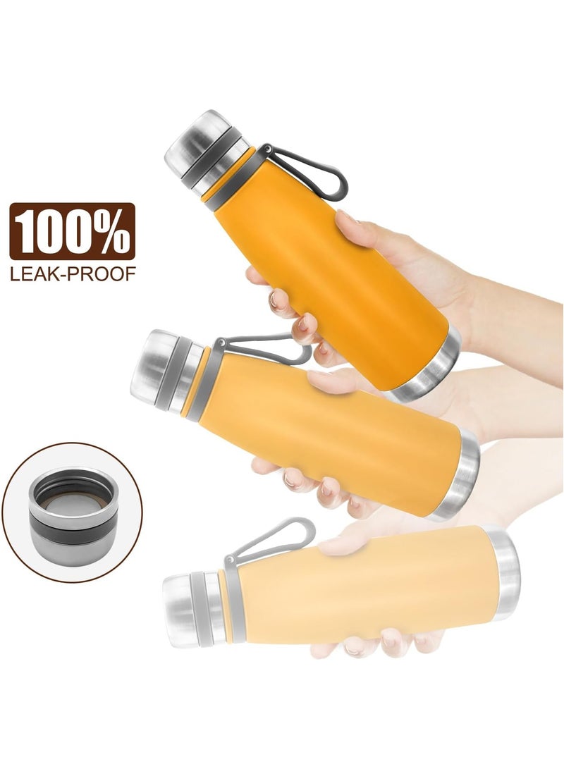 موبكوس زجاجة قهوة معزولة بالفراغ بطبقتين، زجاجات مياه معزولة بالفراغ من الفولاذ المقاوم للصدأ مع فلتر، تحافظ على المشروبات الساخنة والباردة في قارورة مياه معدنية (1000 مل أصفر) - Image 3