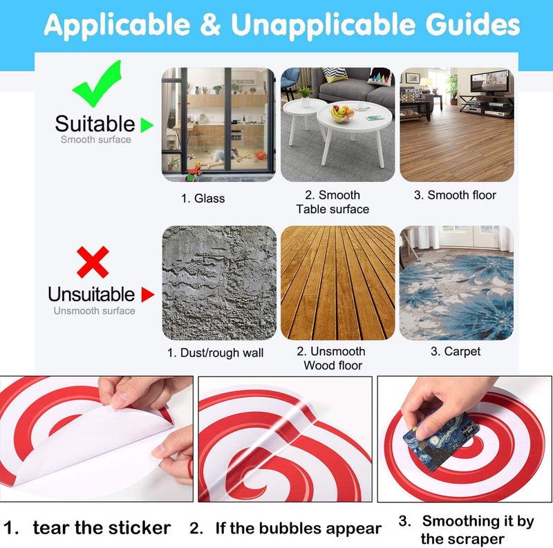 Whaline 108Pcs Christmas Peppermint Floor Decals Candy Snowflake Stickers Xmas Large Candy Wall Decals Winter Assorted Snowflake Stickers Floor Window Clings for Christmas Party Holiday Decor - Image 4