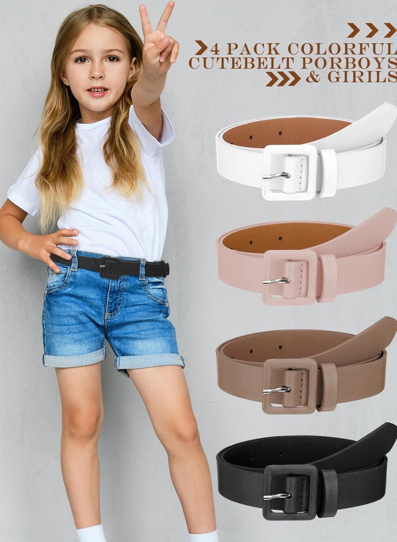 Kids Leather Belts for Girls, 4 Pcs Cute Toddler Skinny Belts with Buckle, Faux Leather Waist Belts for Jeans - Image 5