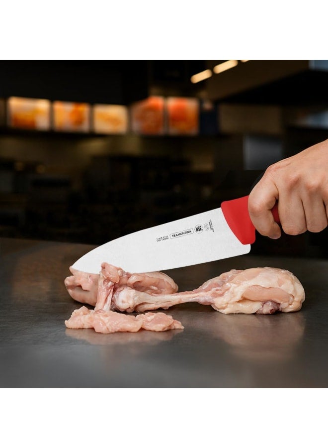 TRAMONTINA Professional Meat Knife – 6-Inch Stainless Steel Blade – Red Textured Polypropylene Handle – Durable & Sharp - Image 3