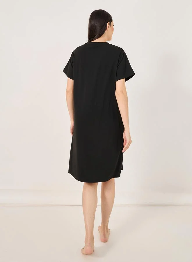 Styli Wild Animal Print Sleep T-Shirt Dress