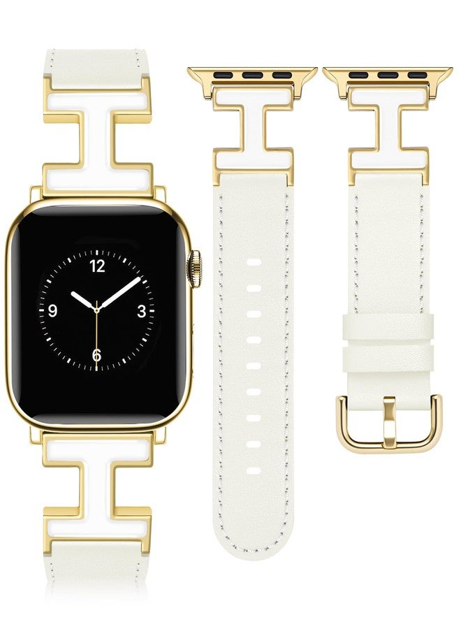 MOINSPIRE Leather Band Compatible with Apple Watch Bands Women 38mm 40mm 41mm 42mm(S11/10) Dressy Designer Leather Strap with H-Shape Metal Buckle for iWatch Series 11 10 9 8 7 6 5 4 SE/Ultra 3 2 1 - Image 1