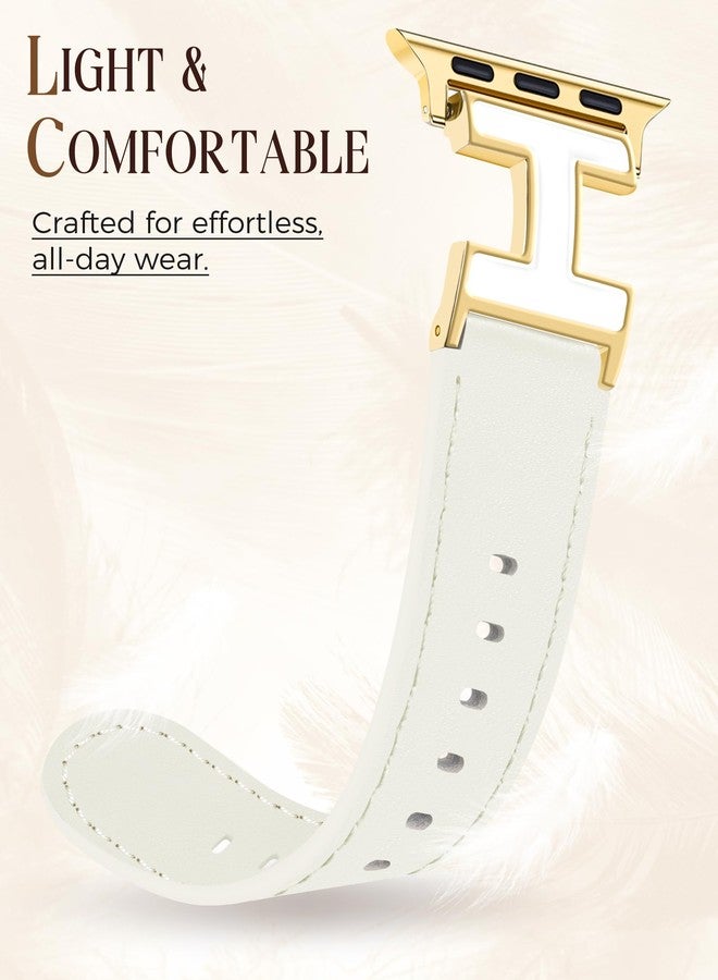 MOINSPIRE Leather Band Compatible with Apple Watch Bands Women 38mm 40mm 41mm 42mm(S11/10) Dressy Designer Leather Strap with H-Shape Metal Buckle for iWatch Series 11 10 9 8 7 6 5 4 SE/Ultra 3 2 1 - Image 4