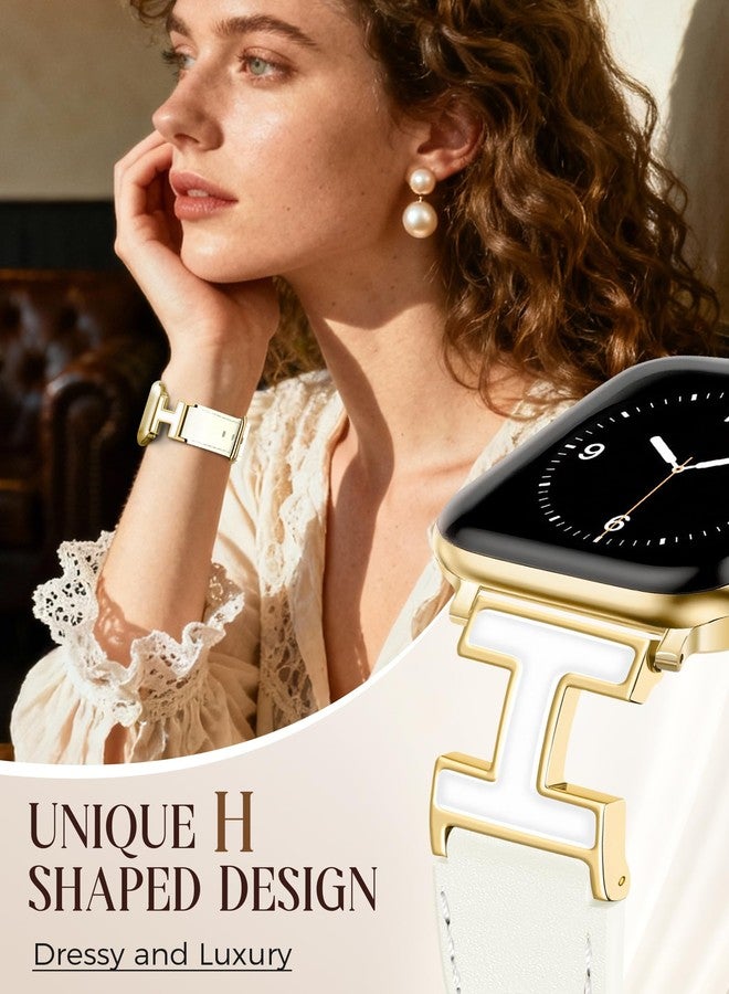 MOINSPIRE Leather Band Compatible with Apple Watch Bands Women 38mm 40mm 41mm 42mm(S11/10) Dressy Designer Leather Strap with H-Shape Metal Buckle for iWatch Series 11 10 9 8 7 6 5 4 SE/Ultra 3 2 1 - Image 2
