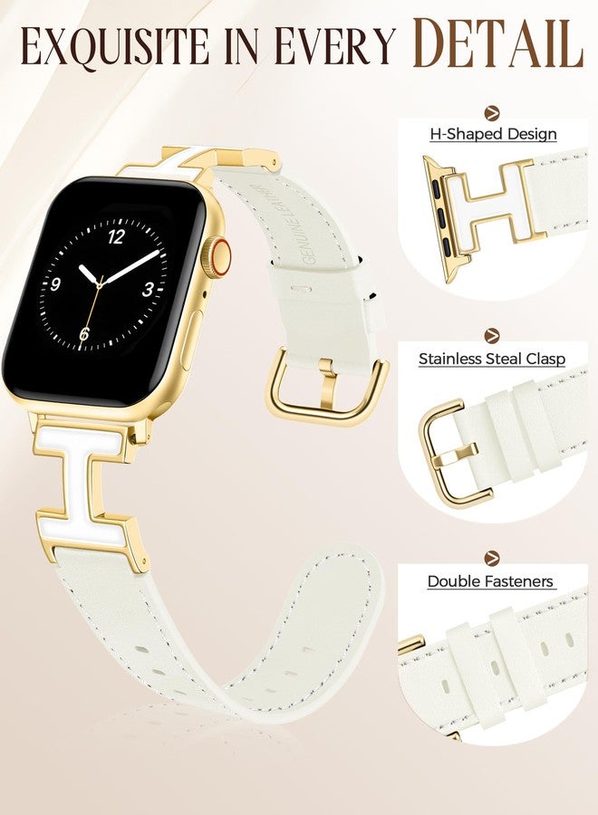 MOINSPIRE Leather Band Compatible with Apple Watch Bands Women 38mm 40mm 41mm 42mm(S11/10) Dressy Designer Leather Strap with H-Shape Metal Buckle for iWatch Series 11 10 9 8 7 6 5 4 SE/Ultra 3 2 1 - Image 3