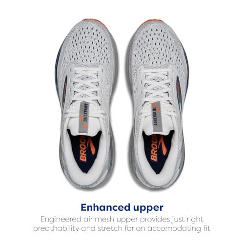 Brooks Men’s Adrenaline GTS 24 Supportive Running Shoe - White/Peacoat/Alloy - 10 Medium - Image 4