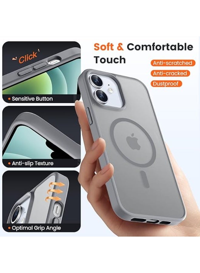 Magnetic iPhone 12 / 12 pro Phone Case, [Compatible with Magsafe] Slim Fit Matte Design Shockproof Bumper Protective Drop Protection Girls Women Boys Men Cover for iPhone 12 / 12 pro (Gray) - Image 4