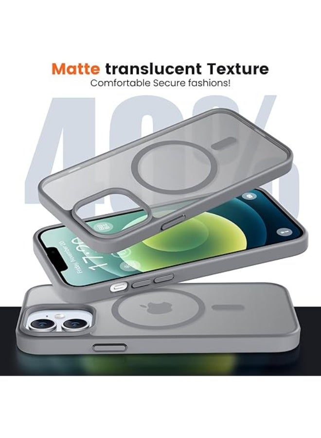 Magnetic iPhone 12 / 12 pro Phone Case, [Compatible with Magsafe] Slim Fit Matte Design Shockproof Bumper Protective Drop Protection Girls Women Boys Men Cover for iPhone 12 / 12 pro (Gray) - Image 2