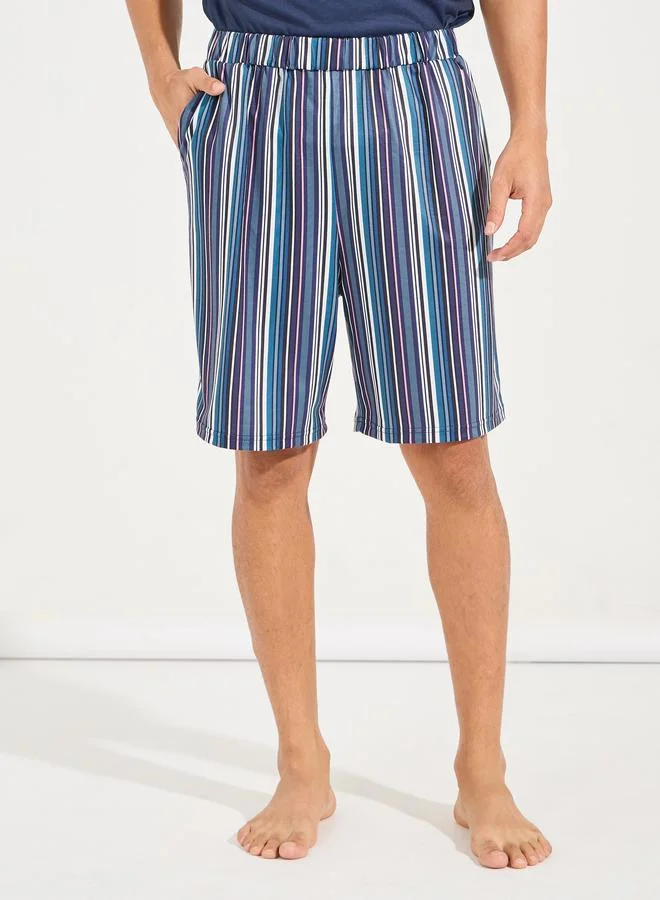 Styli Graphic Print T-Shirt & Striped Shorts Set
