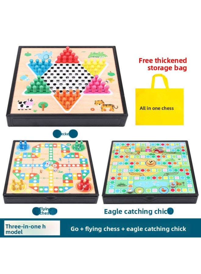 Flying Chess, Checkers, Backgammon, Large Multi-Functional Chessboard Combination, Family Interactive Kidsren's Toy