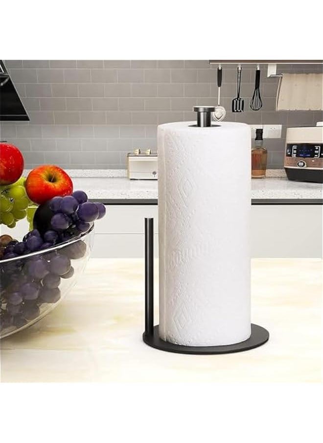 HOOKOR Paper Towel Holder Countertop, Black Kitchen Paper Towel Holder Stand for Kitchen and Bathroom Organization, Stainless Steel Paper Towel Holders for Standard and Large Rolls (Matte Black)  - Image 2