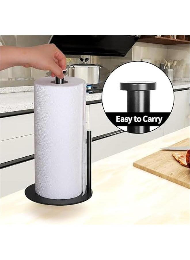HOOKOR Paper Towel Holder Countertop, Black Kitchen Paper Towel Holder Stand for Kitchen and Bathroom Organization, Stainless Steel Paper Towel Holders for Standard and Large Rolls (Matte Black)  - Image 3