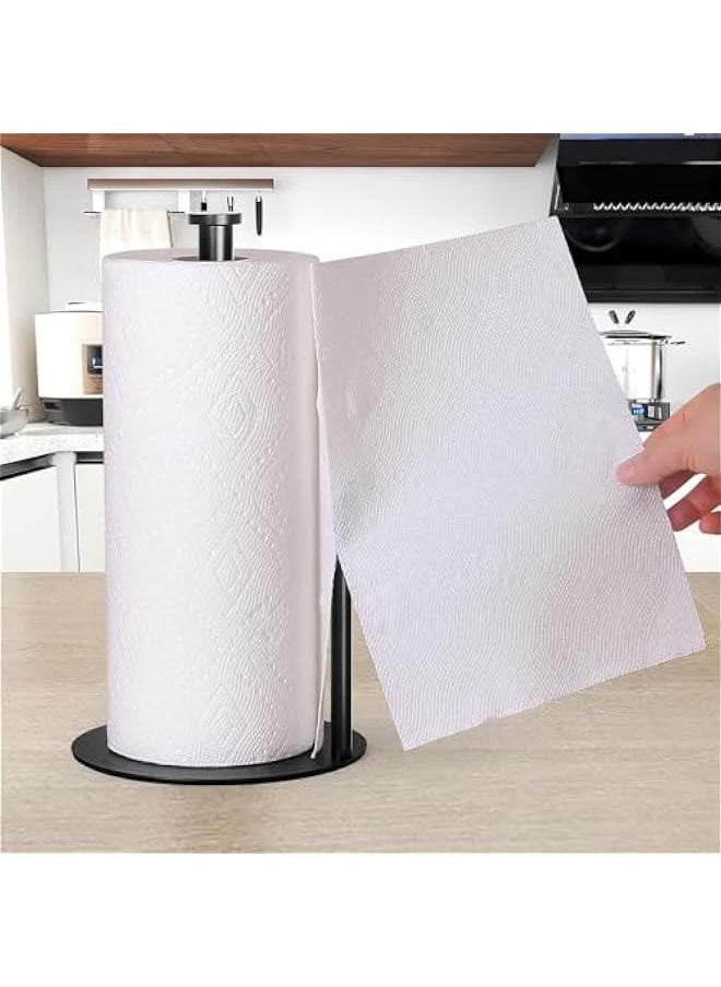 HOOKOR Paper Towel Holder Countertop, Black Kitchen Paper Towel Holder Stand for Kitchen and Bathroom Organization, Stainless Steel Paper Towel Holders for Standard and Large Rolls (Matte Black)  - Image 5