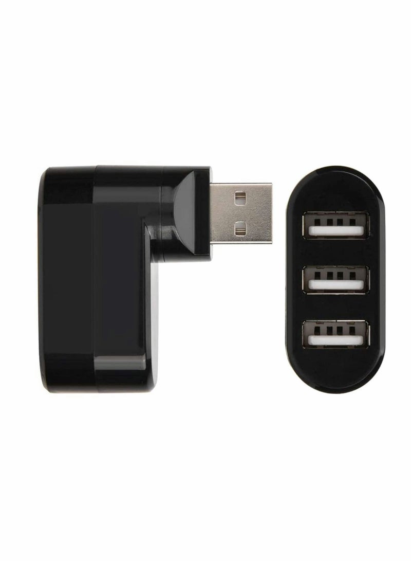 USB Hub,Mini 3 Port Compact Portable Rotatable HUB,USB Hub Dock 【90°/180° Degree Rotatable】 for Flash Drive Mobile HDD PC Laptop Notebook and More-Black - Image 3