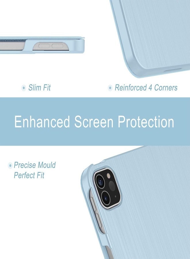 ELTRAZONE Sky Blue Slim Trifold Stand Case for iPad Air 13-Inch M2 (2024) & iPad Pro 12.9 (6th/5th/4th Gen) with Pencil Holder - Image 4