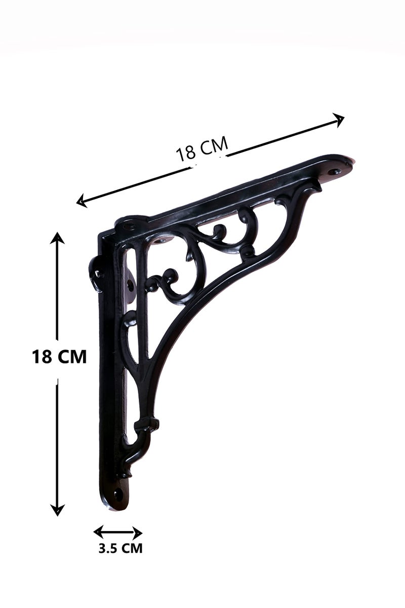 GHAR DWAR Metal Handcrafted Shelf Bracket for Floating Shelves L Angle Decorative L Shaped Corner Brace Joint Heavy Duty Wall Mounted Shelf Supporter Brace Holder (Black, Pack of 4) - Image 3
