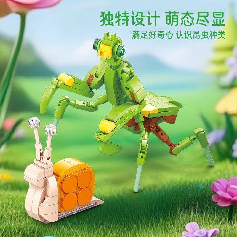 LELE BROTHER Insect Building Blocks Set - Mantis & Rhinoceros Beetle, Small Particles, Educational Toy - Image 4