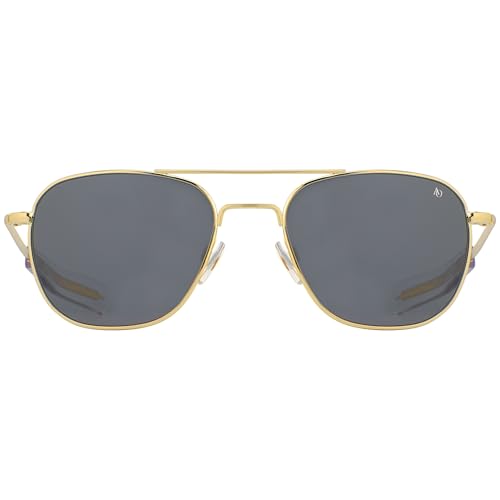 AO Original Pilot Sunglasses - Gold - True Color Gray SkyMaster Glass Lenses - Bayonet Temple - 52-20-140 - Image 3