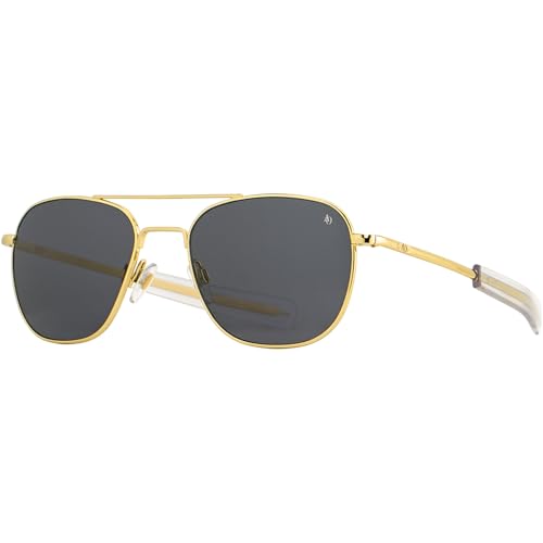 AO Original Pilot Sunglasses - Gold - True Color Gray SkyMaster Glass Lenses - Bayonet Temple - 52-20-140 - Image 1