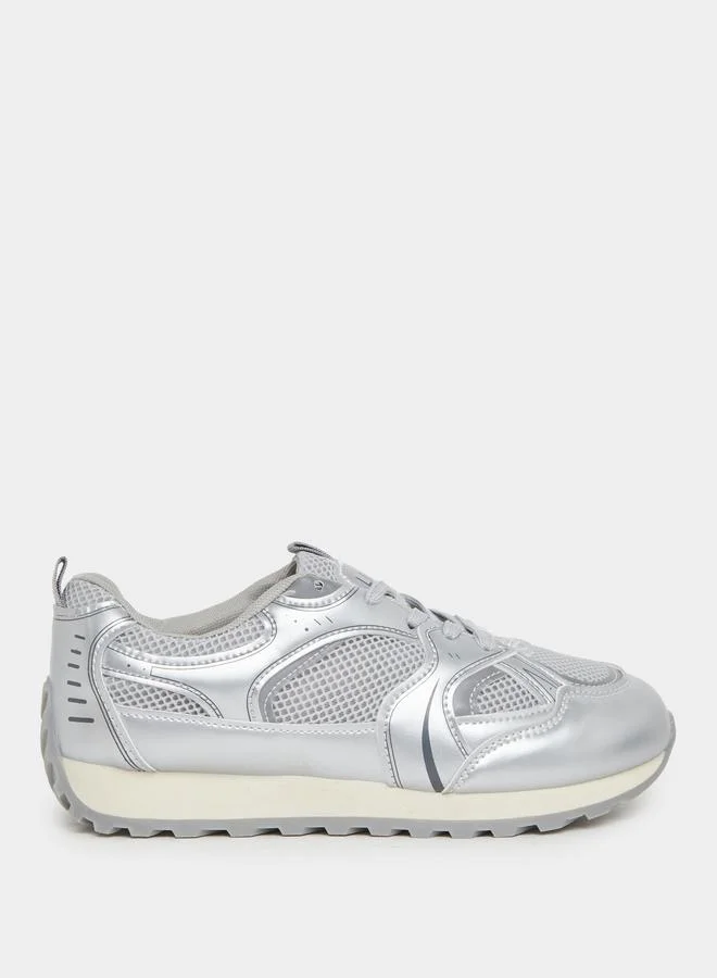 Styli Styli Textured Lace Up Sneakers
