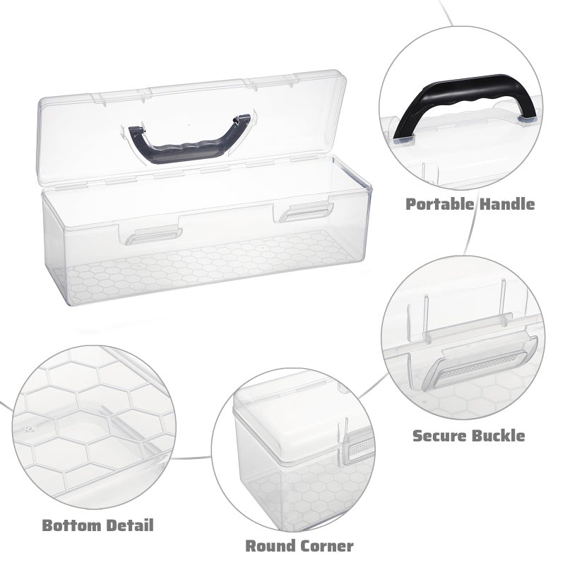BTSKY 2 PCS Extra Long Plastic Pencil Box Portable Clear Home Utility Boxes with Black Handle Stationery Storage Organizer Painting Tool Storage Container for Pencils Marker Sticky-Note Craft Supplies - Image 5