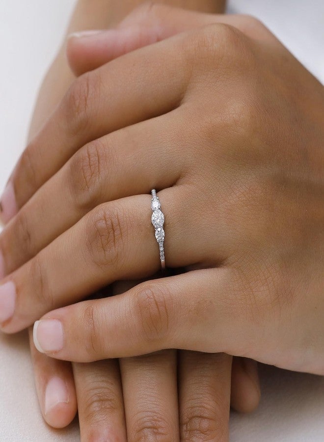 SAVEARTH DIAMONDS 3-Stone Engagement Ring for Women Round Lab Created Moissanite Dainty Promise Ring in 18K White Gold Plated Jewelry Gift for Her Size 7 - Image 4