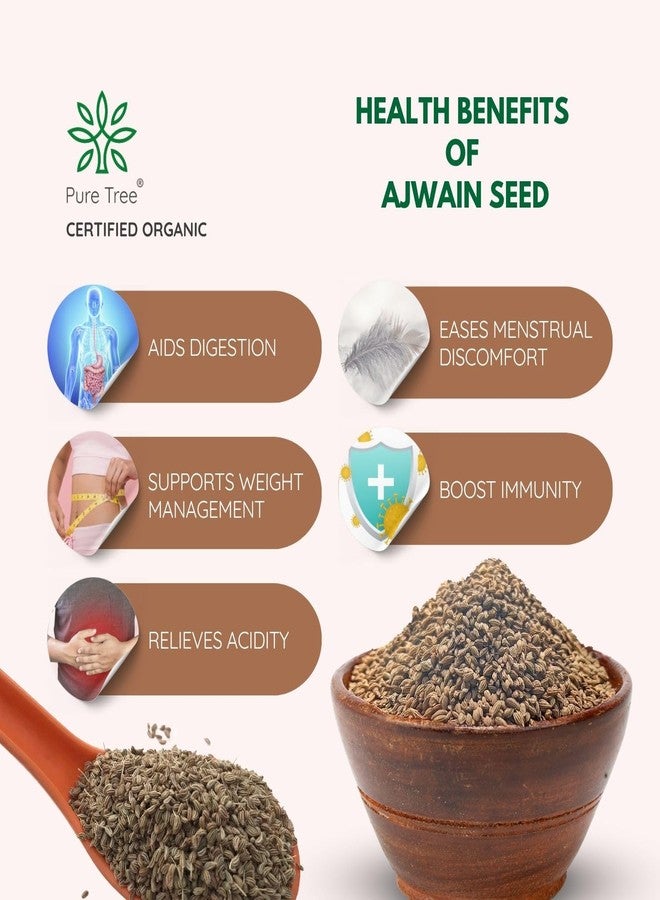 Pure Tree Certified Organic Carom Seeds | 250 g | Ajwain Seeds | Omam | Vamu | Ajowan | Ayamodakam Seeds Rich In Antioxidants - Image 3