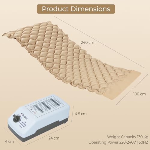 Dr.Odin Dr. Odin OAM001 Anti-Decubitus Electric Portable Air Mattress | Back Support, Quick Inflation, Pressure Adjustment | Ideal for Bedridden Patients | 240x100x6, Brown (Large) - Image 4