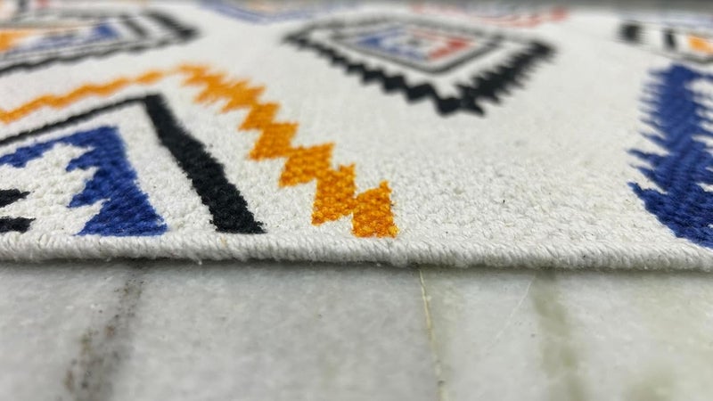 STONEMUNK 100 Pure Cotton HandWoven Printed Carpet Runner 22x60 Inch for Hallway Kitchen Carpet for Living Room Bedroom 2x5 Feet Printed Squre Multi - Image 2